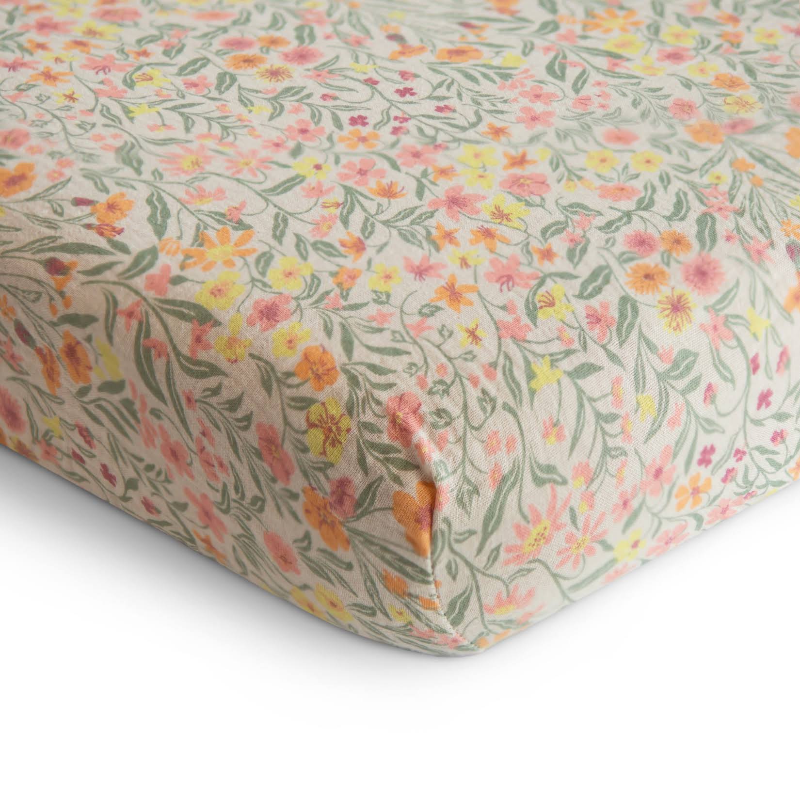 Mushie Extra Soft Muslin Crib Sheet Pastel Blooms - Product image 1