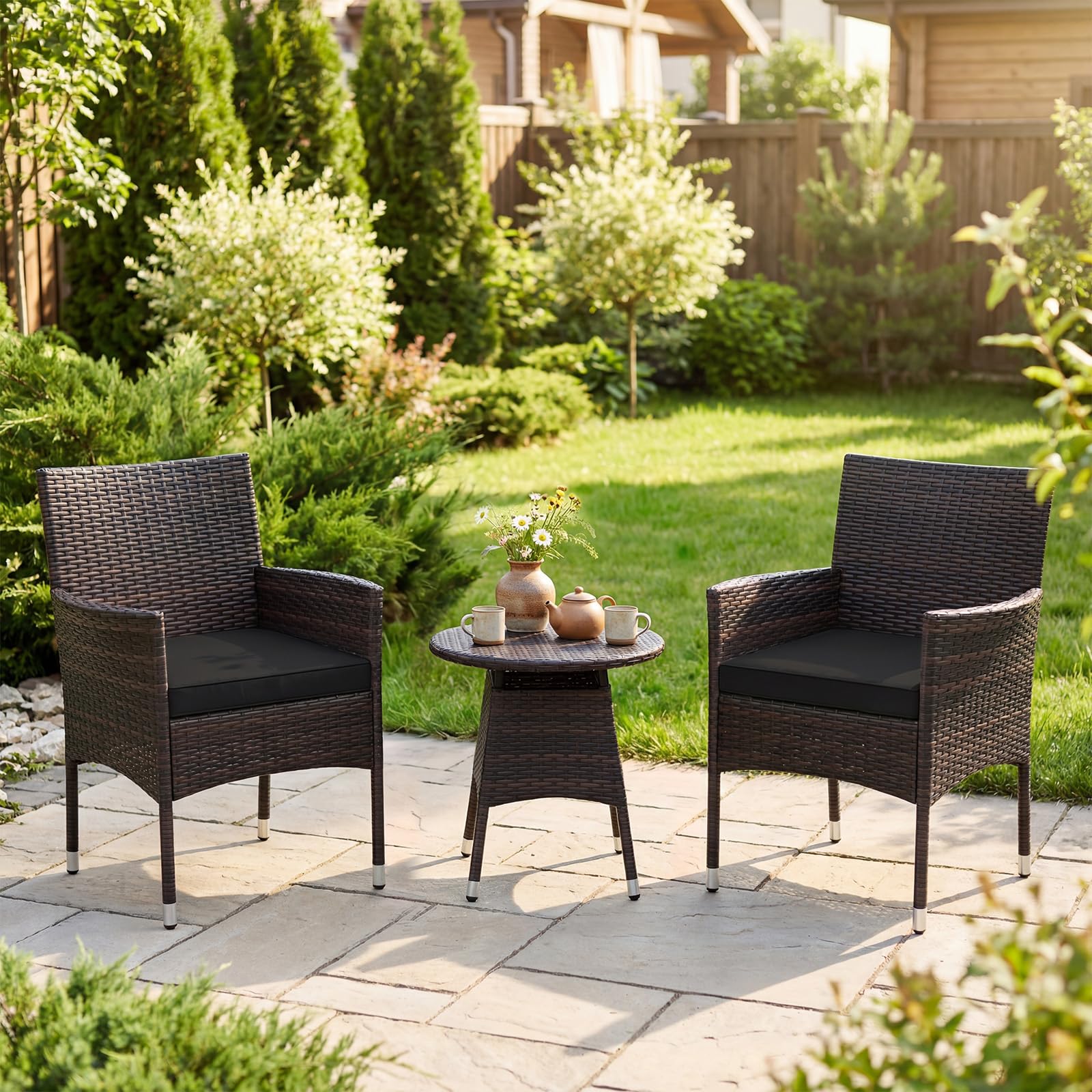 Tangkula 3 Piece Patio Furniture Set - Hand-Woven PE Wicker Conversation Set - Product image 5