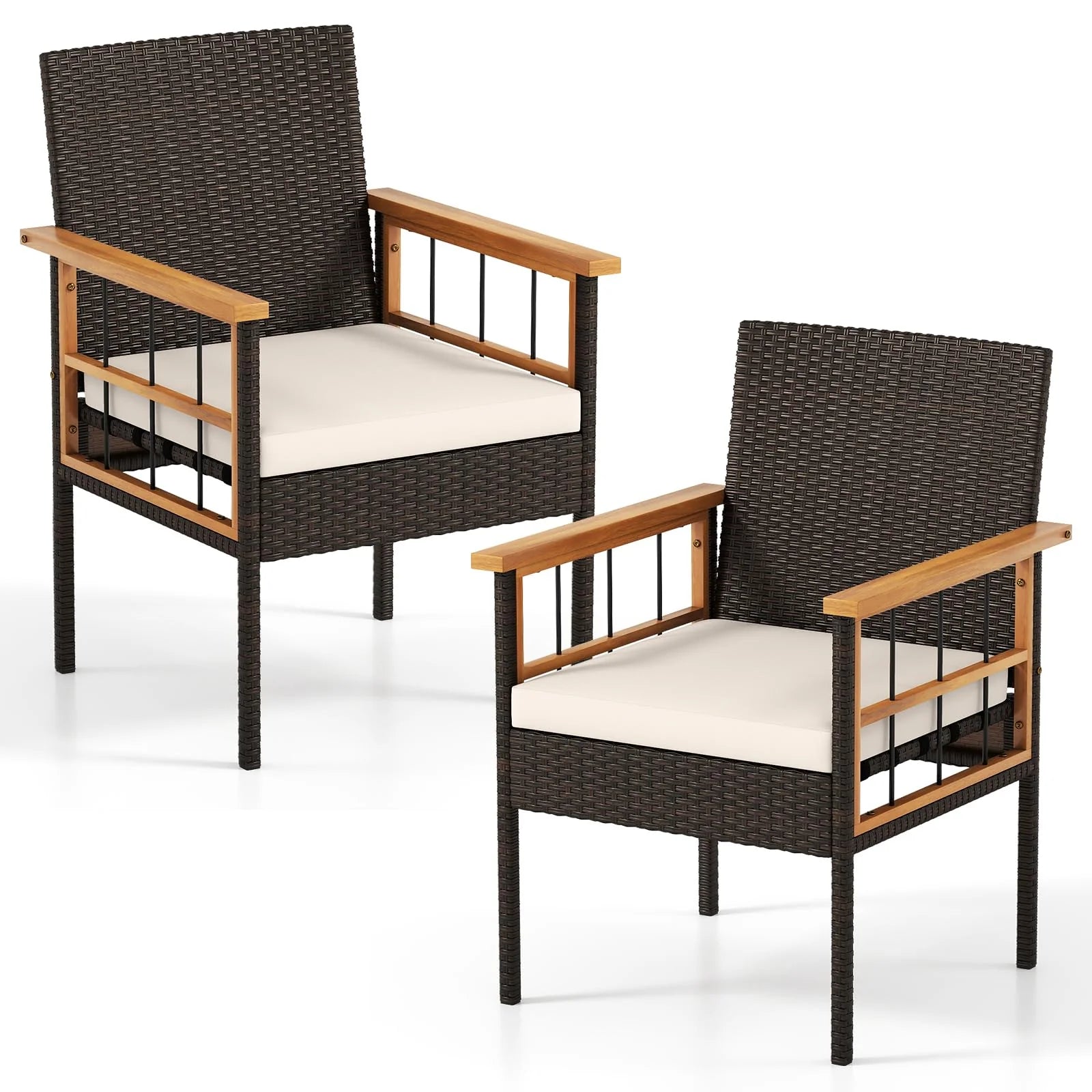 Tangkula Acacia Wood Wicker Patio Dining Chairs Set of 2/4 - Product image 1