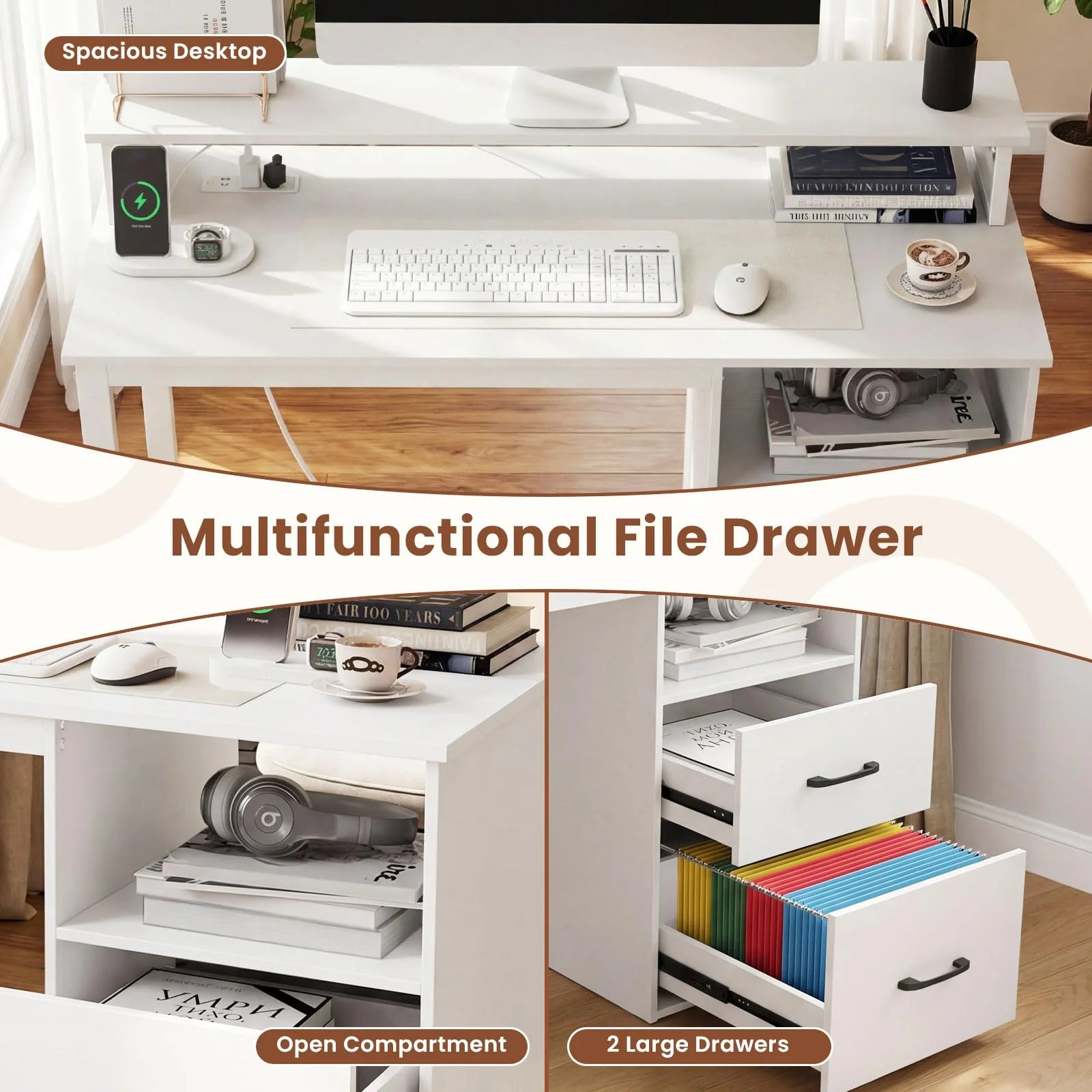 Tangkula 48" Computer Desk with 2 Storage Drawers & Power Outlets - Product image 7