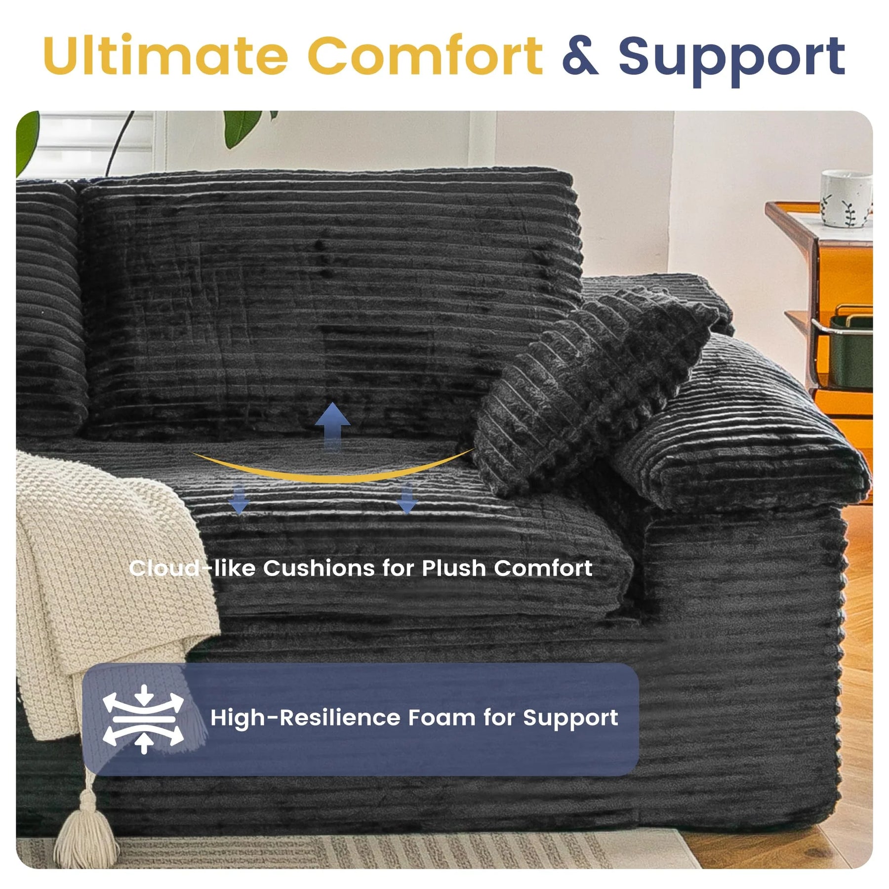 AECOJOY 110" L Shaped Modular Sectional Sofa for Living Room, Cloud Boneless Couch - Product image 5