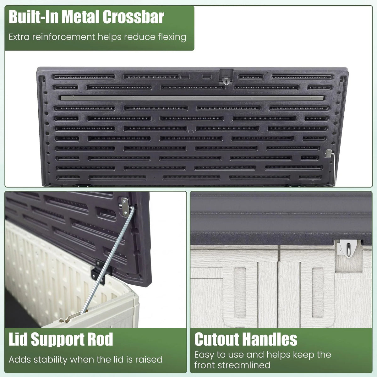 Tangkula Large Outdoor Storage Cabinet 20 Cu.Ft Horizontal Resin Storage Shed - Product image 7
