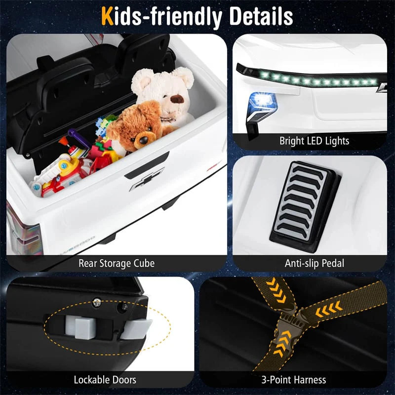 12V Licensed Chevrolet Ride On Truck Car Kids Electric Vehicle with Remote Control, Rear Storage, Lights - Product image 19