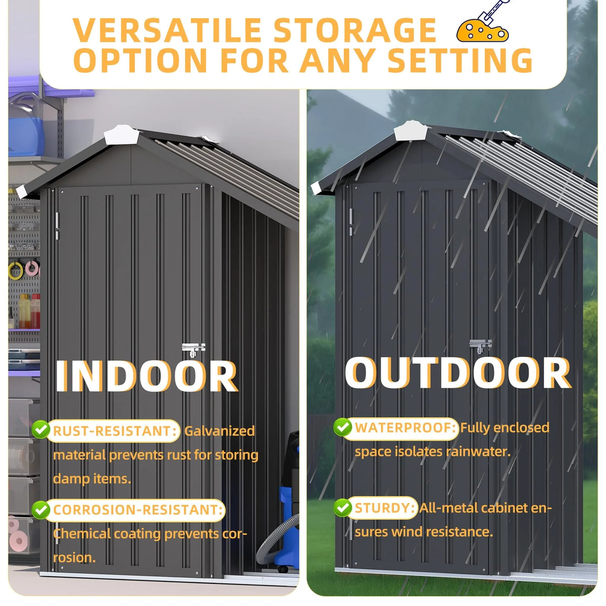 AECOJOY Outdoor Storage Cabinet Waterproof with Shelves and Lean to Open-Sided Firewood Racks - Product image 6