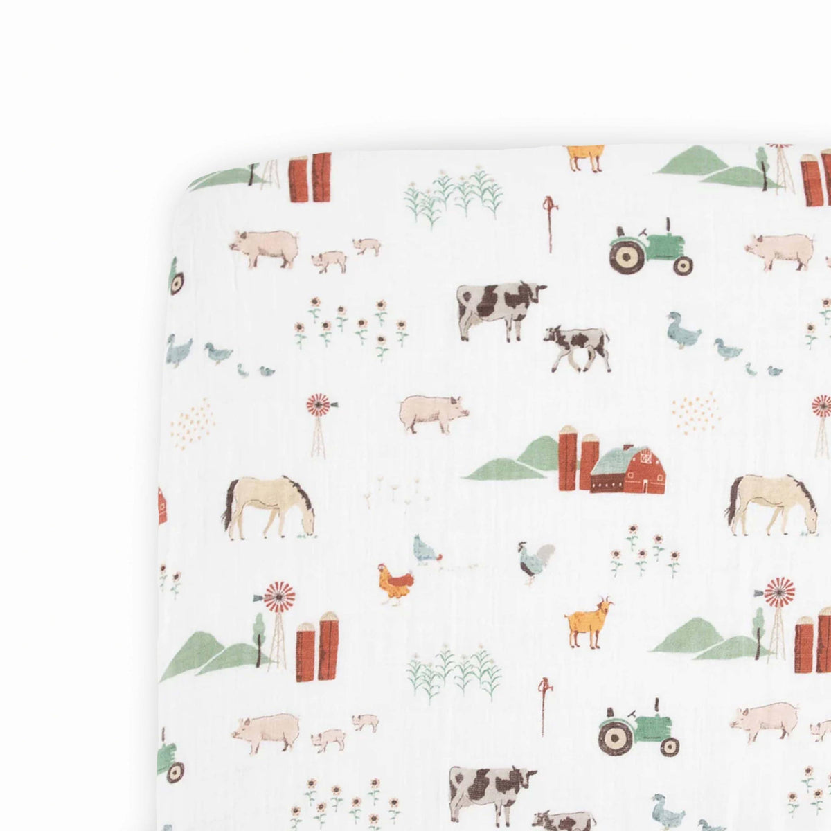Little Unicorn Cotton Muslin Crib Sheet - Farmyard - Product image 1