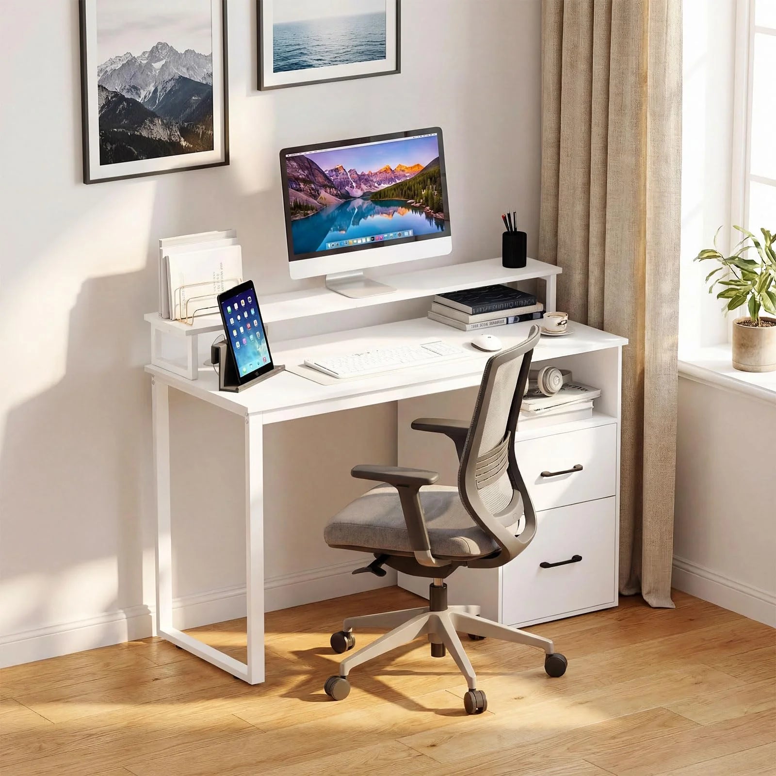 Tangkula 48" Computer Desk with 2 Storage Drawers & Power Outlets - Product image 2