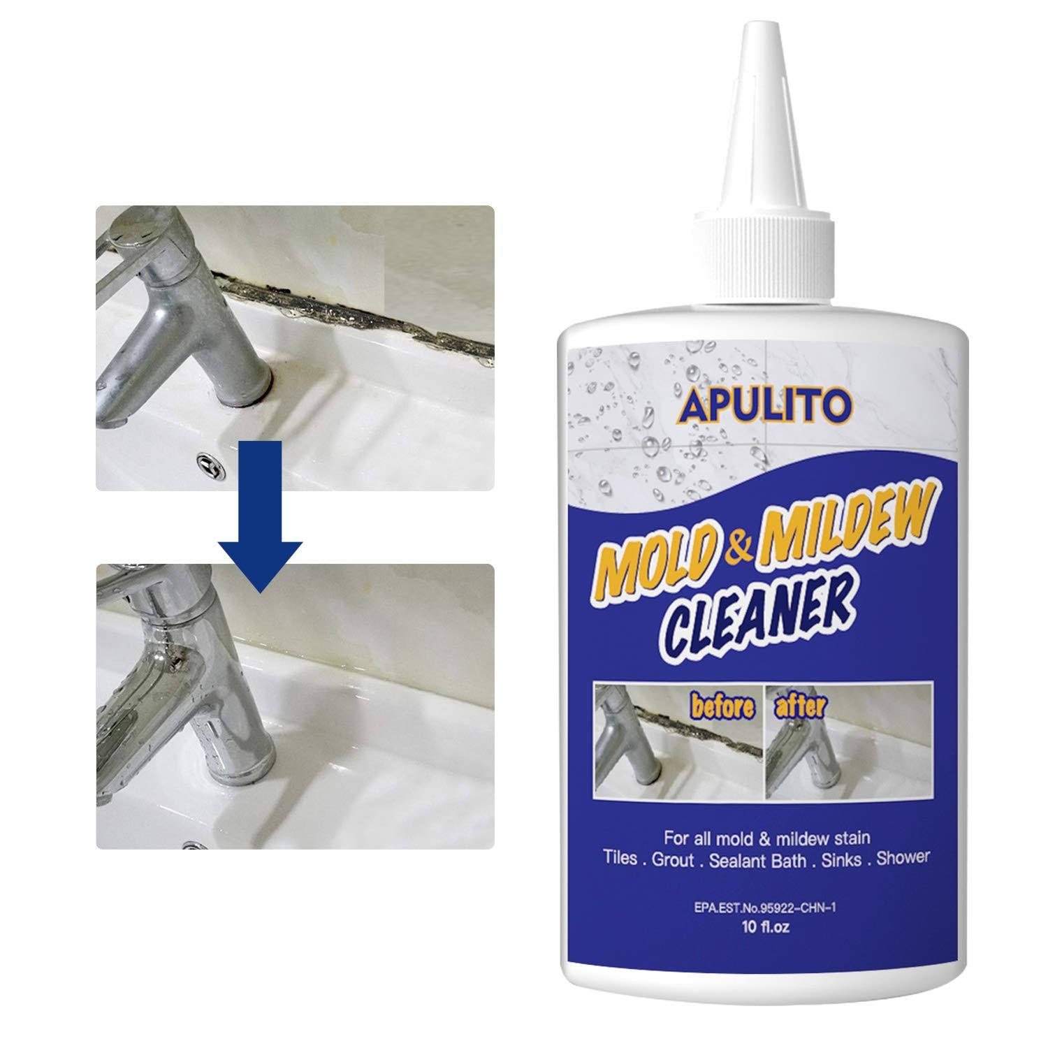 APULITO Home Mold Stain Cleaning Gel Mildew Cleaner Gel for Bathroom Kitchen Household 10 fl oz (Pack of 1) - Product image 1