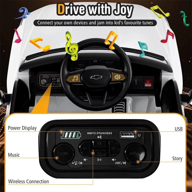 12V Licensed Chevrolet Ride On Truck Car Kids Electric Vehicle with Remote Control, Rear Storage, Lights - Product image 16