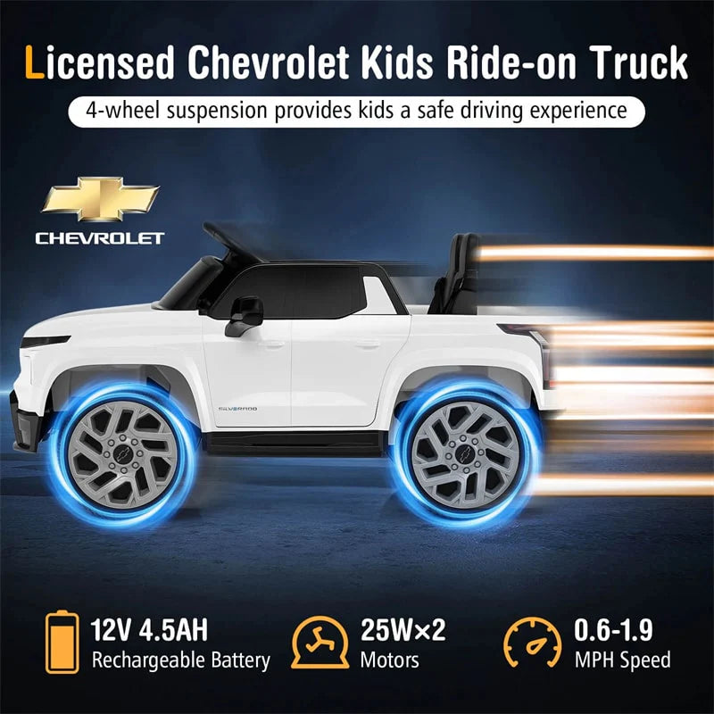12V Licensed Chevrolet Ride On Truck Car Kids Electric Vehicle with Remote Control, Rear Storage, Lights - Product image 18