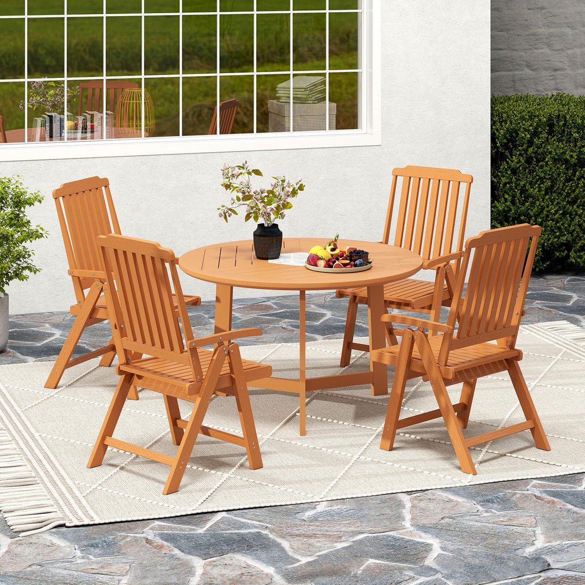 Tangkula Foldable Patio Chair All-Weather HDPE Outdoor Dining Chair with Armrest - Product image 5