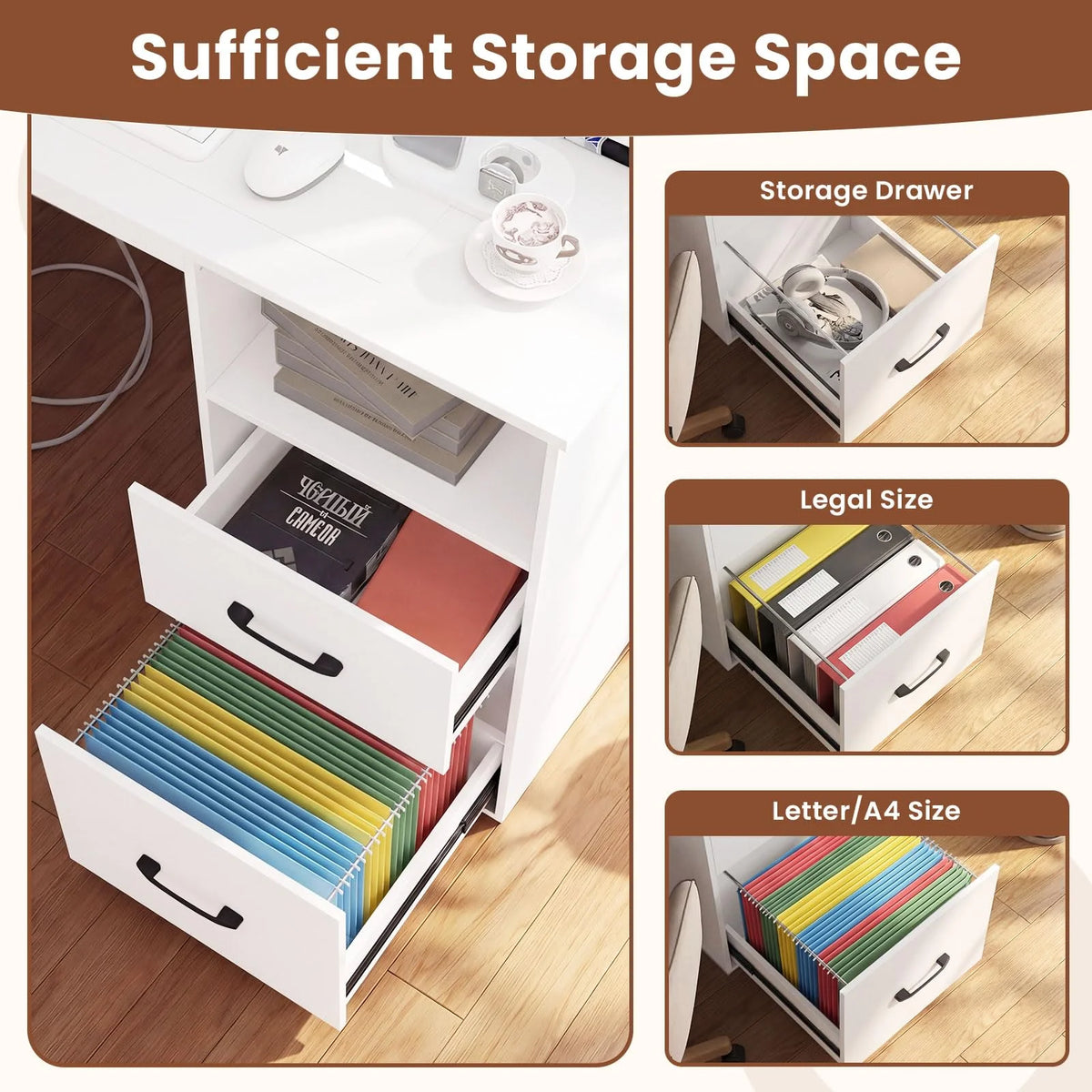 Tangkula 48" Computer Desk with 2 Storage Drawers & Power Outlets - Product image 9