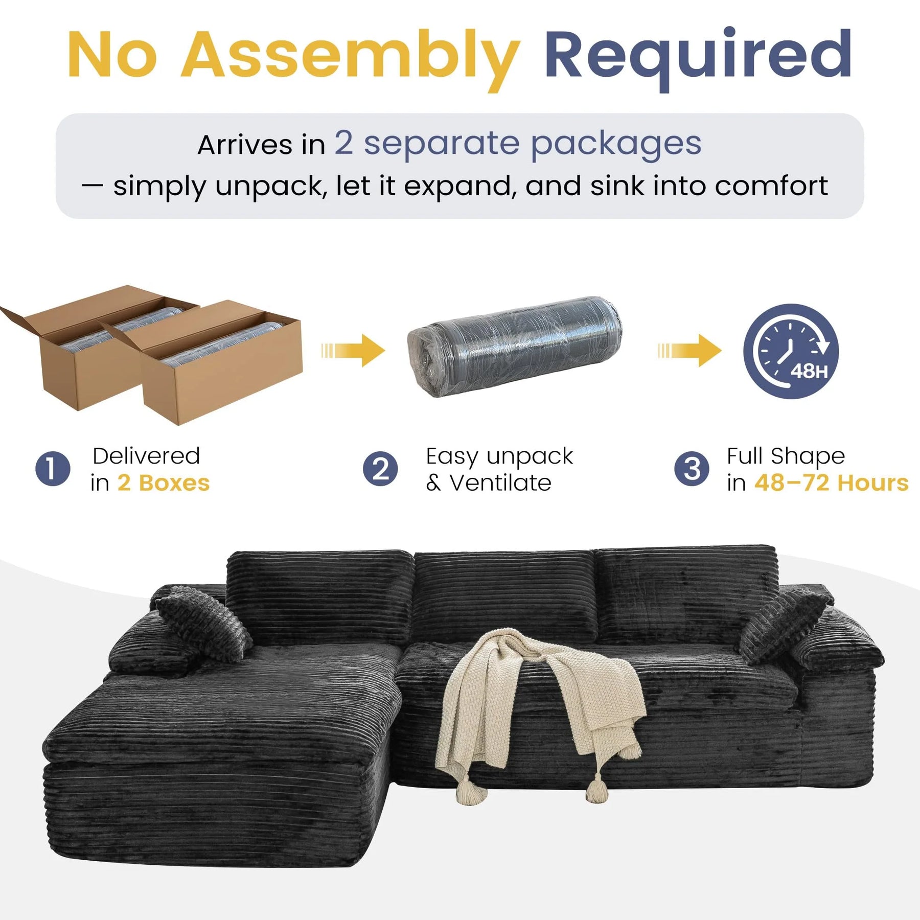 AECOJOY 110" L Shaped Modular Sectional Sofa for Living Room, Cloud Boneless Couch - Product image 8