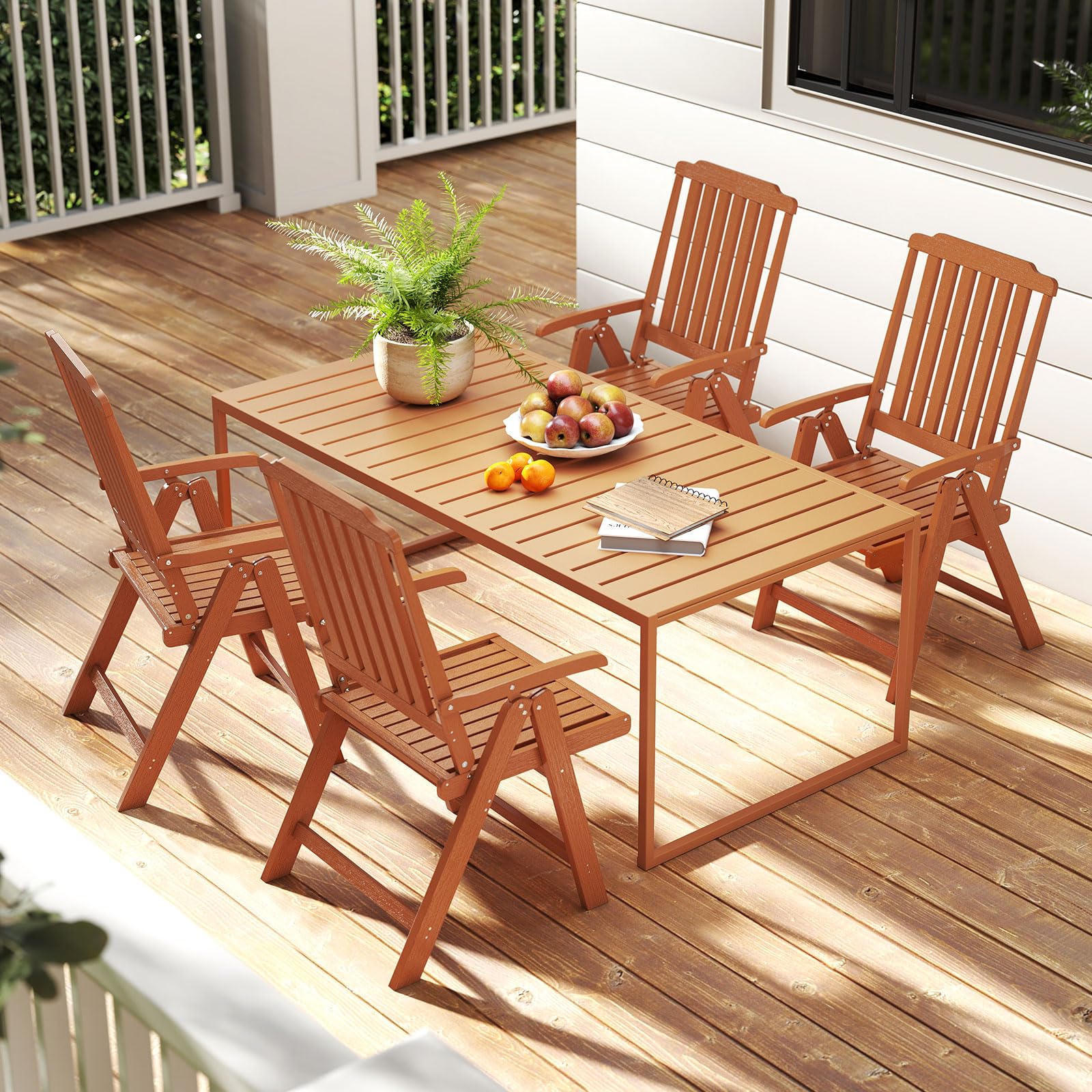 Tangkula Foldable Patio Chair All-Weather HDPE Outdoor Dining Chair with Armrest - Product image 4
