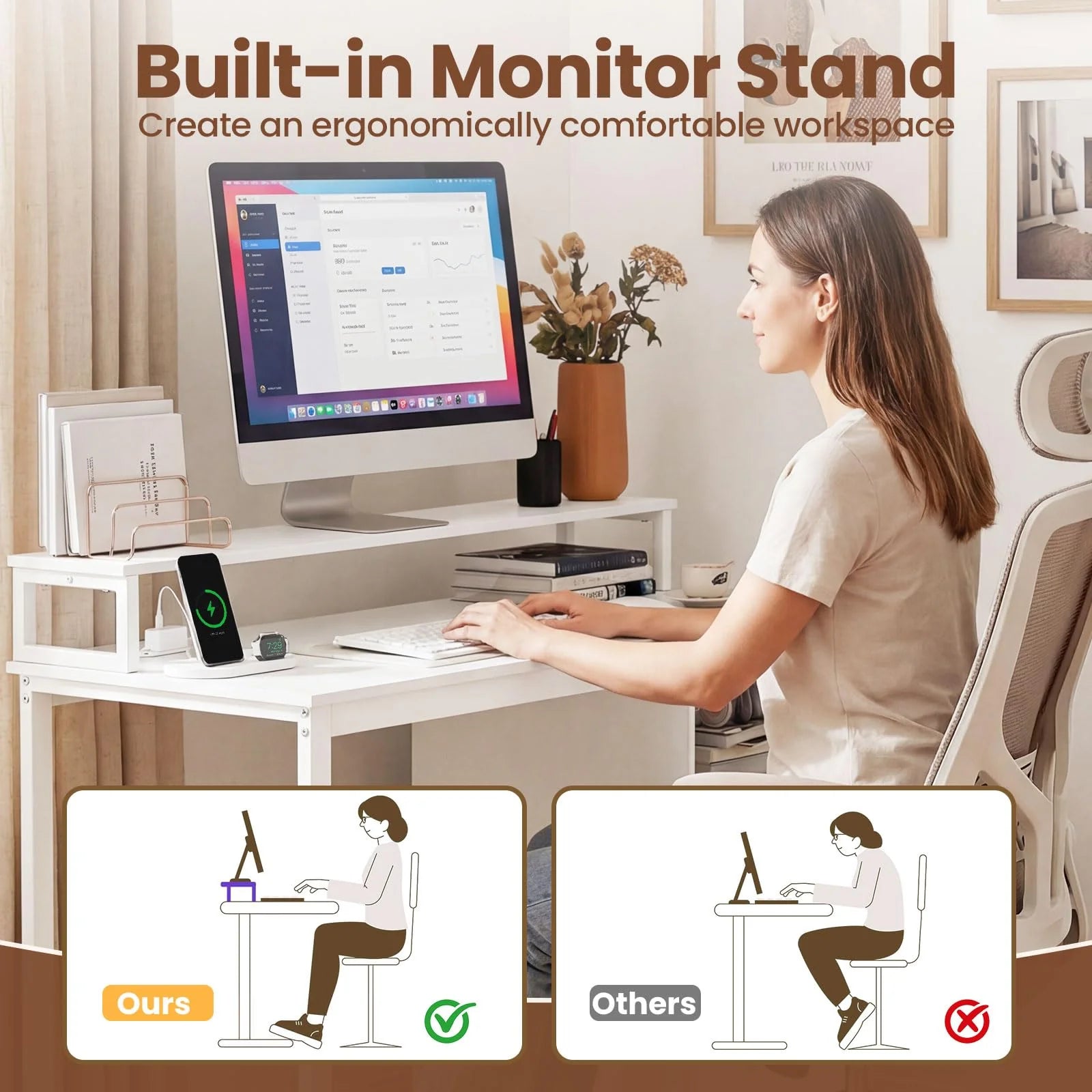 Tangkula 48" Computer Desk with 2 Storage Drawers & Power Outlets - Product image 5