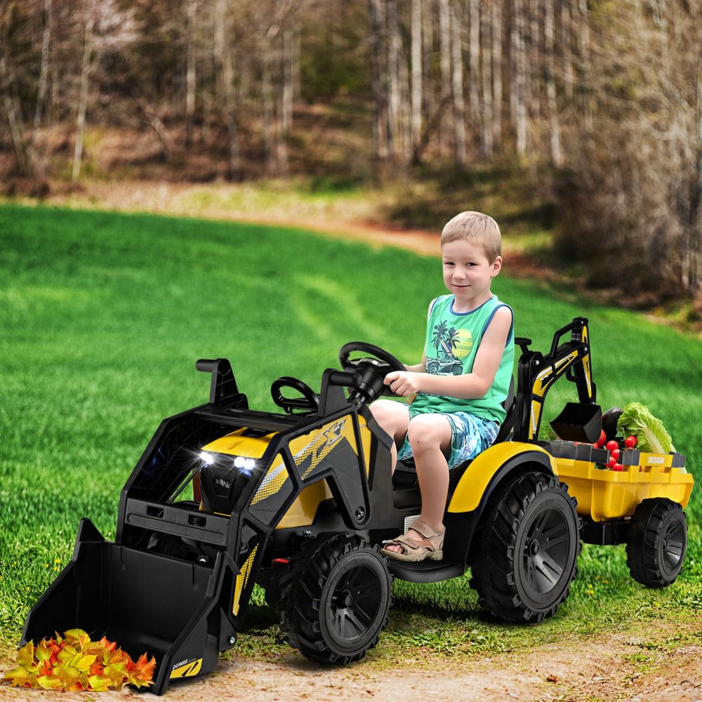 12 V Electric Tractor for Children 3-5 km/h MP3 USB Remote Control Green/Yellow