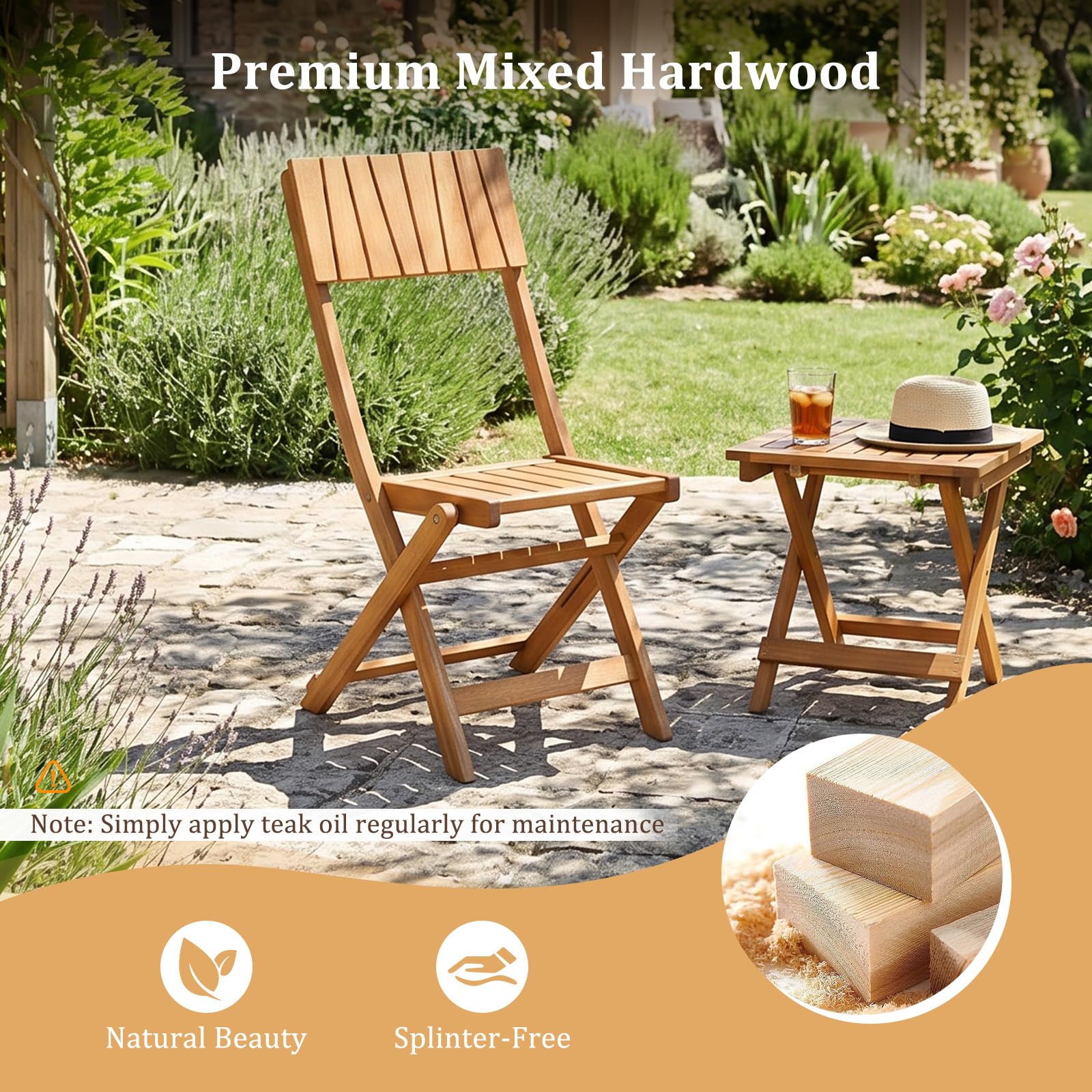 Tangkula Wood Foldable Patio Chairs Set of 2/4 - Product image 9