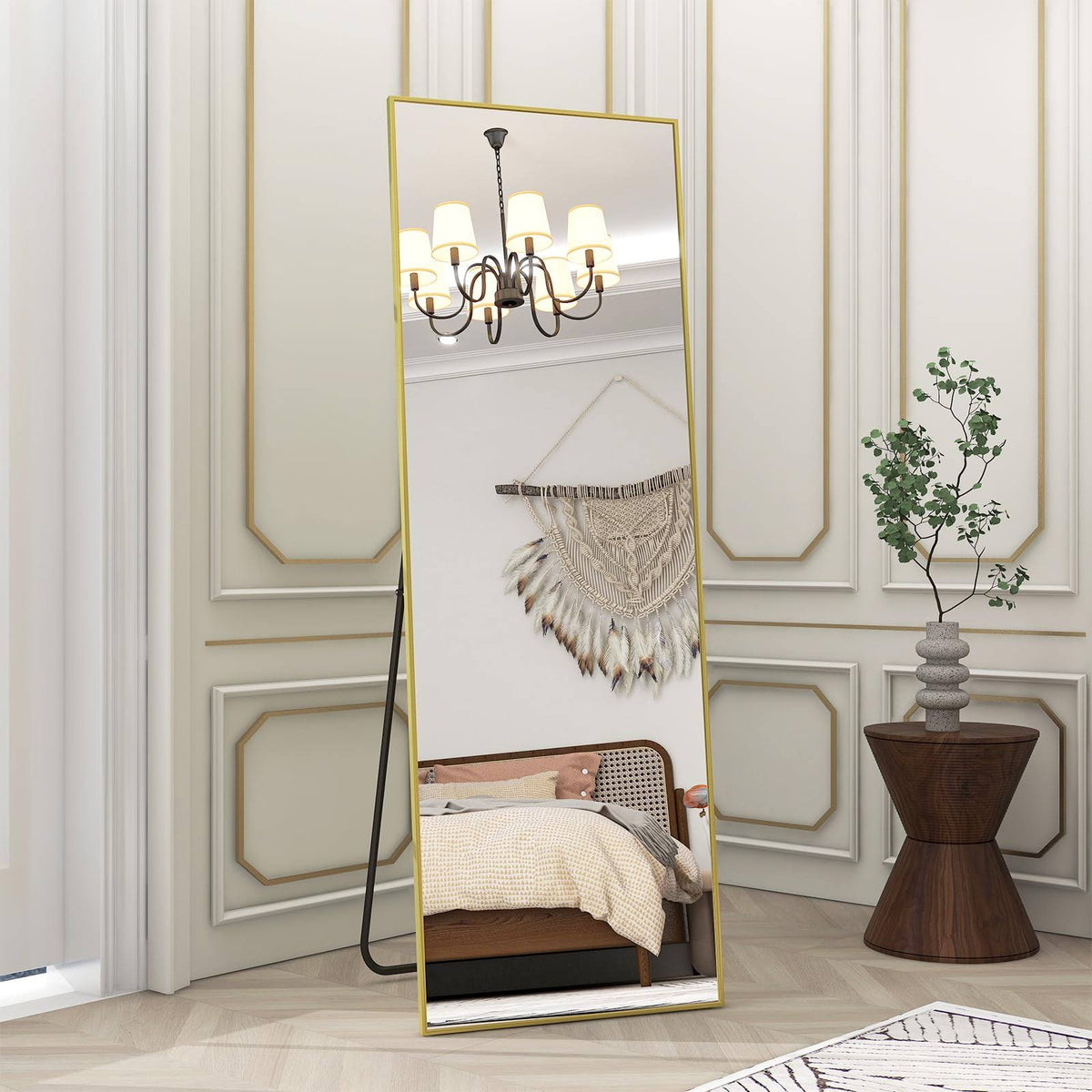 Beautypeak Gold Full Length Mirror, 58"x18" Standing Hanging or Leaning Against Wall Floor Mirrors Body - Product image 1