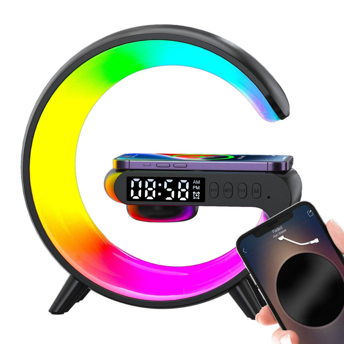 LED G Table Lamp, Wireless Charger Atmosphere Lamp, Blutooth Speaker G Light, G Wireless Charger Lamp - Product image 1