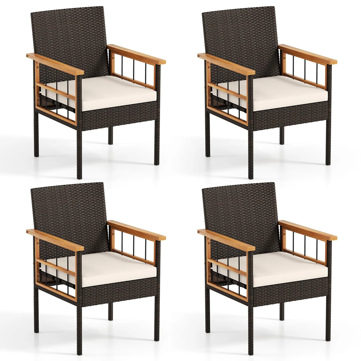 Tangkula Acacia Wood Wicker Patio Dining Chairs Set of 2/4 - Product image 10