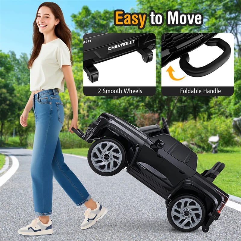 12V Licensed Chevrolet Ride On Truck Car Kids Electric Vehicle with Remote Control, Rear Storage, Lights - Product image 9