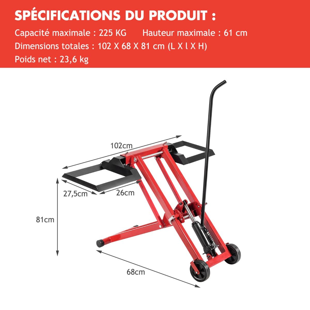 Lawn Mower Lift Jack for Tractors and Zero-Turn Riding Lawn Mowers 500 lbs Capacity -