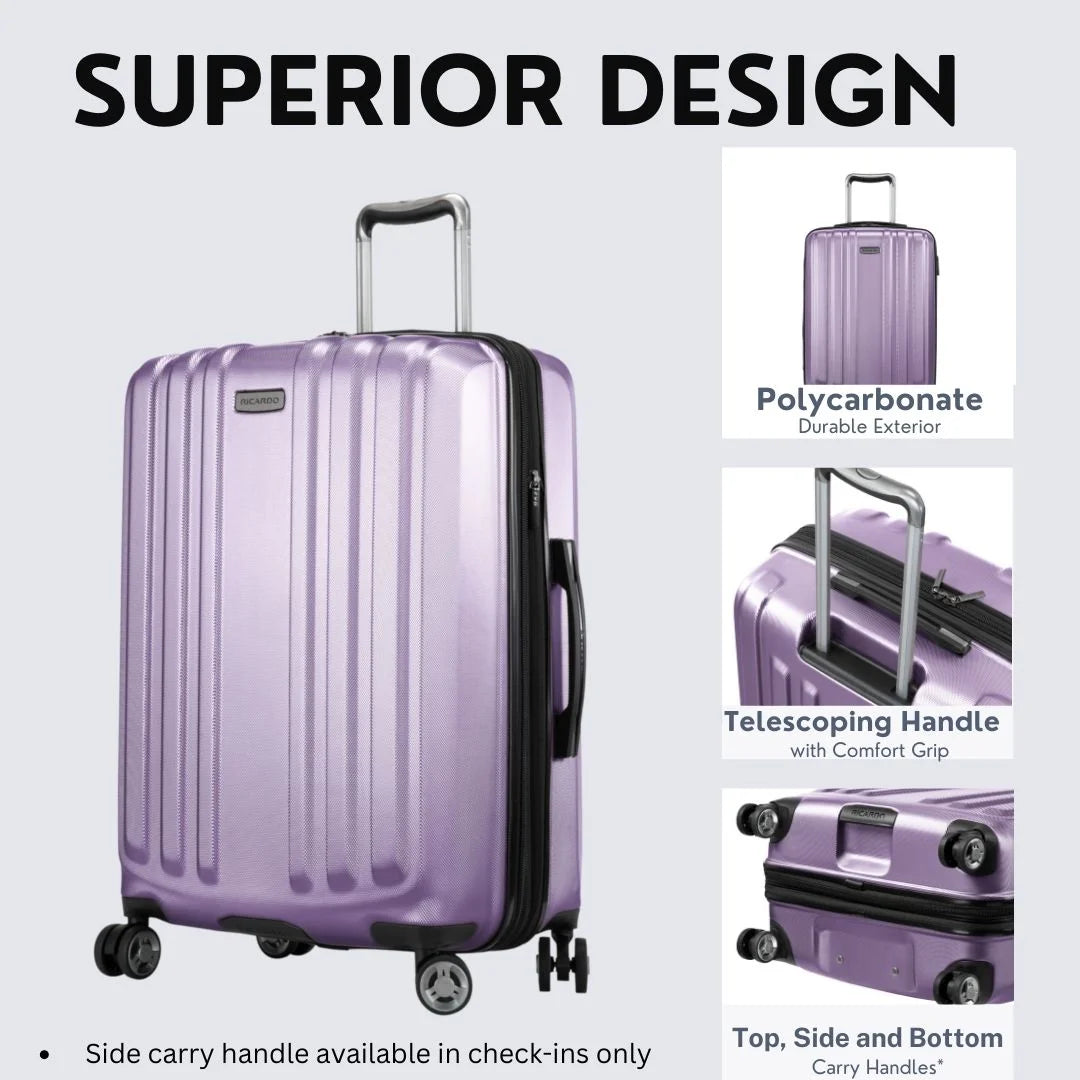 Ricardo Beverly Hills Kentfield Hardside 28" Expandable Checked Spinner Luggage, Silver Lilac - Product image 2