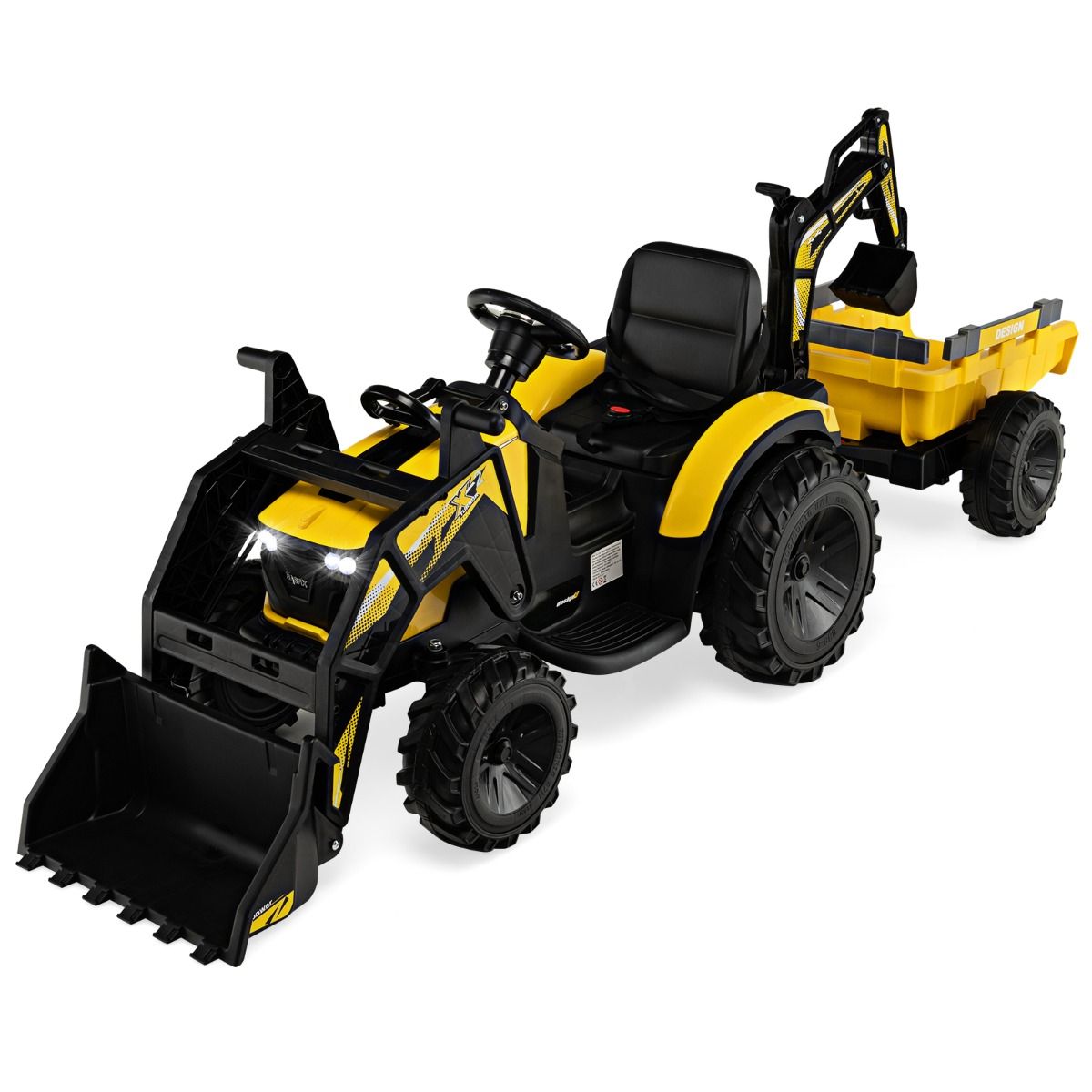 12 V Electric Tractor for Children 3-5 km/h MP3 USB Remote Control Green/Yellow -