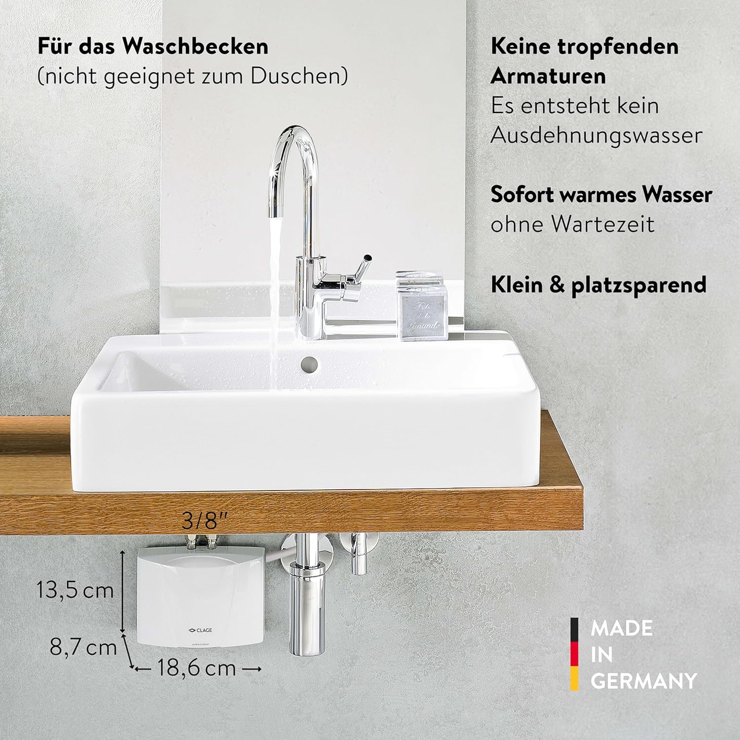 Clage MBH 3 - Small tankless water heater (pressure resistant)