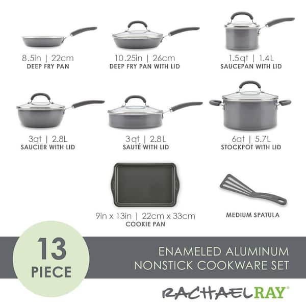 Create Delicious 13-Piece Aluminum Nonstick Cookware Set in Gray Shimmer - Product image 2