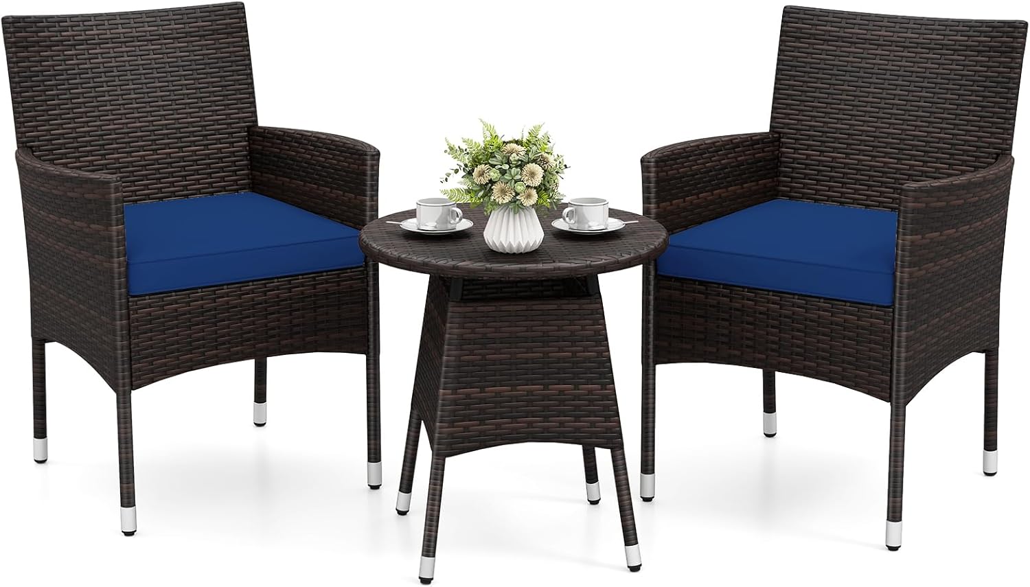 Tangkula 3 Piece Patio Furniture Set - Hand-Woven PE Wicker Conversation Set - Product image 11