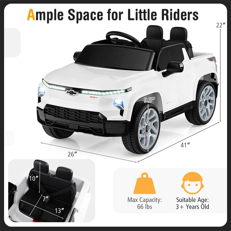 12V Licensed Chevrolet Ride On Truck Car Kids Electric Vehicle with Remote Control, Rear Storage, Lights - Product image 15