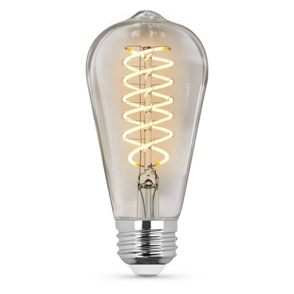 Feit Electric 60-Watt Equivalent ST19 Dimmable Spiral Filament Clear Glass E26 Vintage Edison LED Light - Product image 1