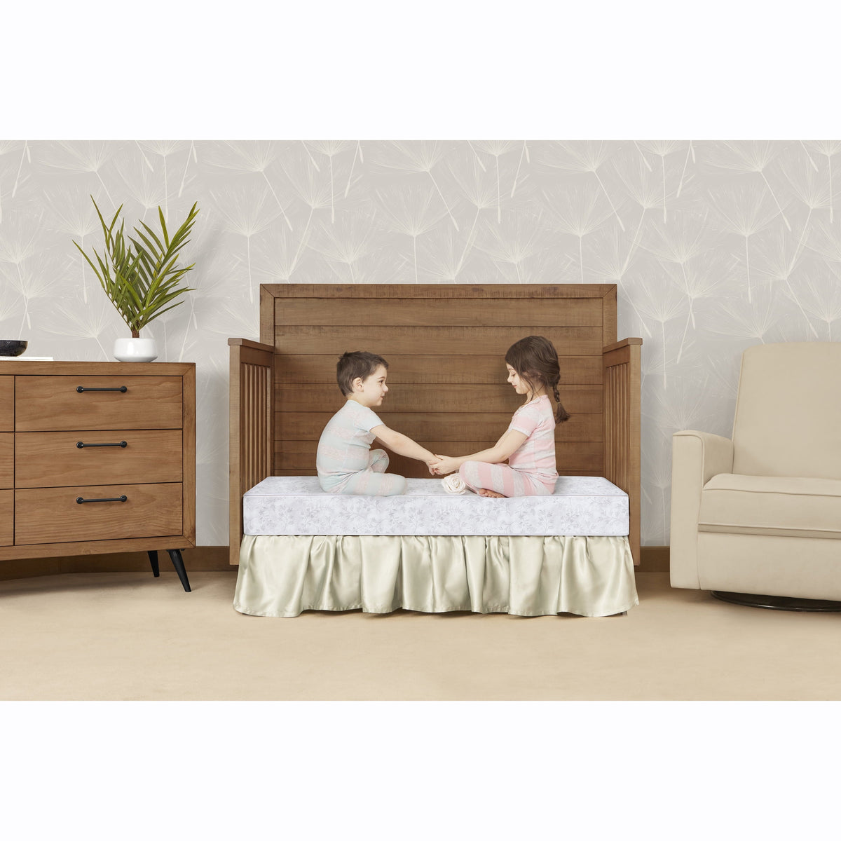 on Me Twinkle 5 88 Coil Crib and Toddler Mattress. Morning Mist Floral. Greenguard Gold Certified - Product image 12