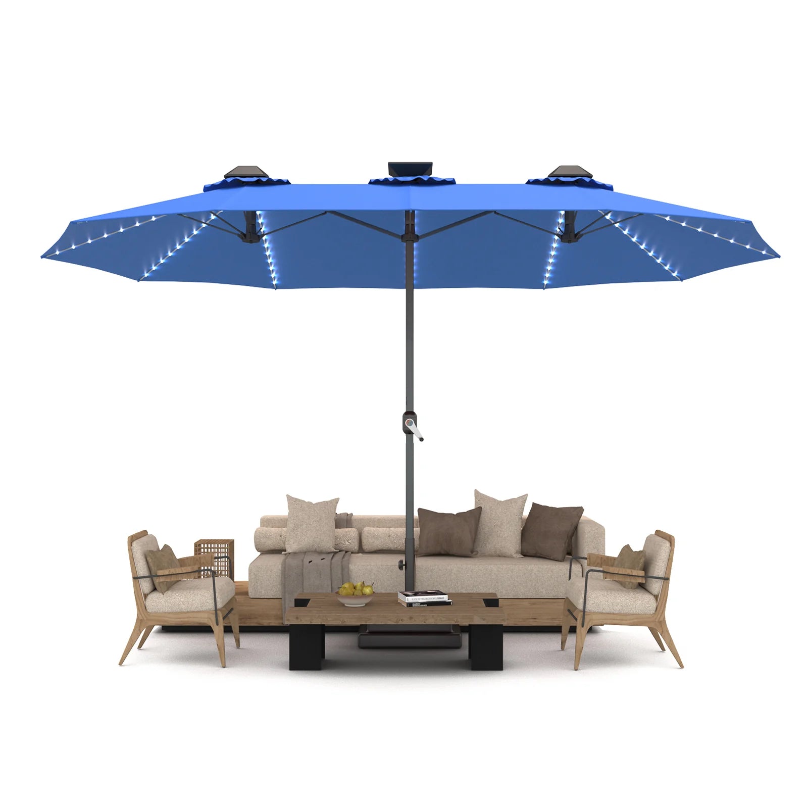 AECOJOY 15ft Patio Double-Sided Umbrella, 156 PCS Solar LED Light Outdoor Large Umbrella, Dark Blue - Product image 10