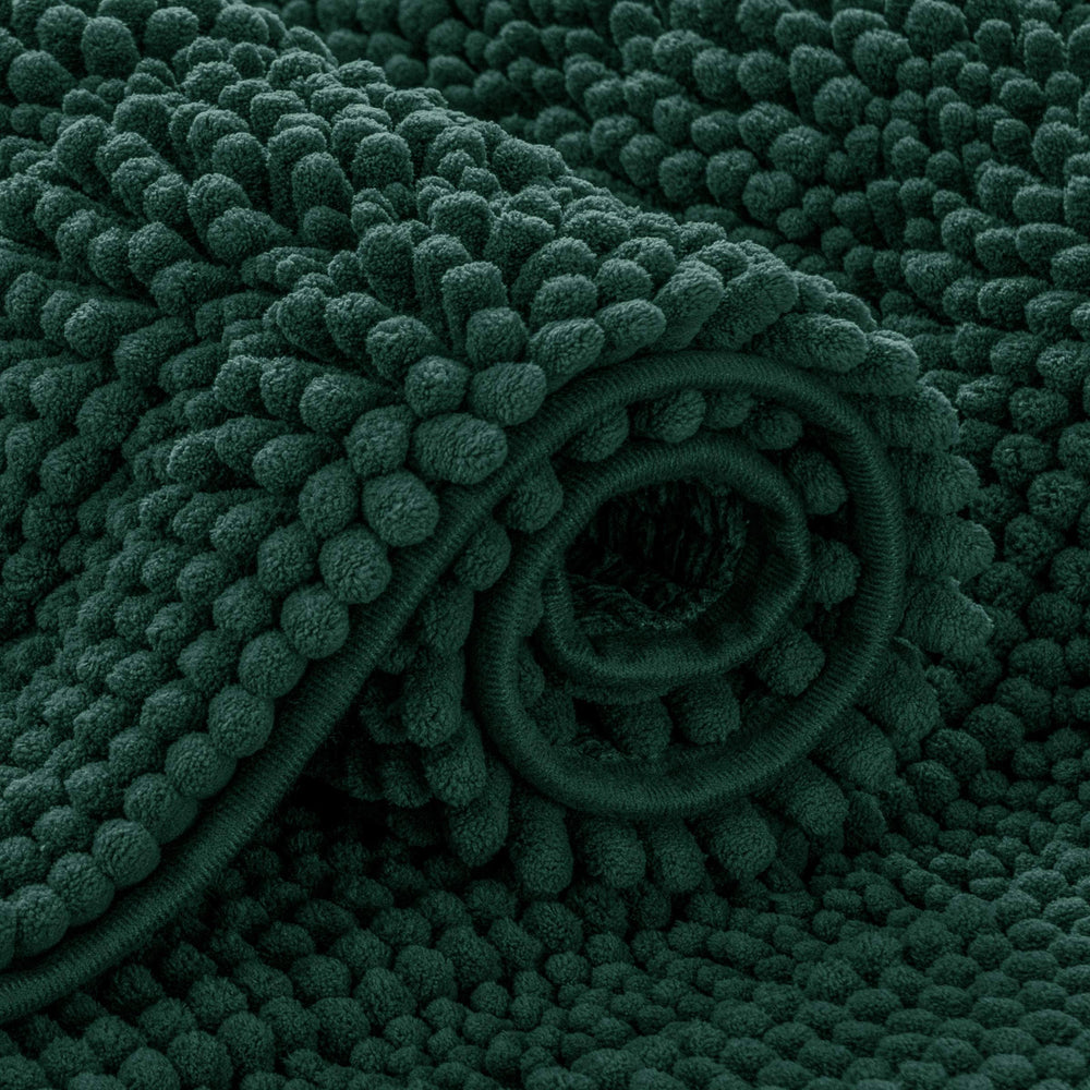Subrtex Bathroom Rugs Chenille Bath Rug Striped Plush Bath Mat Soft Rugs for Bathroom Water Absorbent Shower Mat Quick Dry Machine Washable(Green,16"