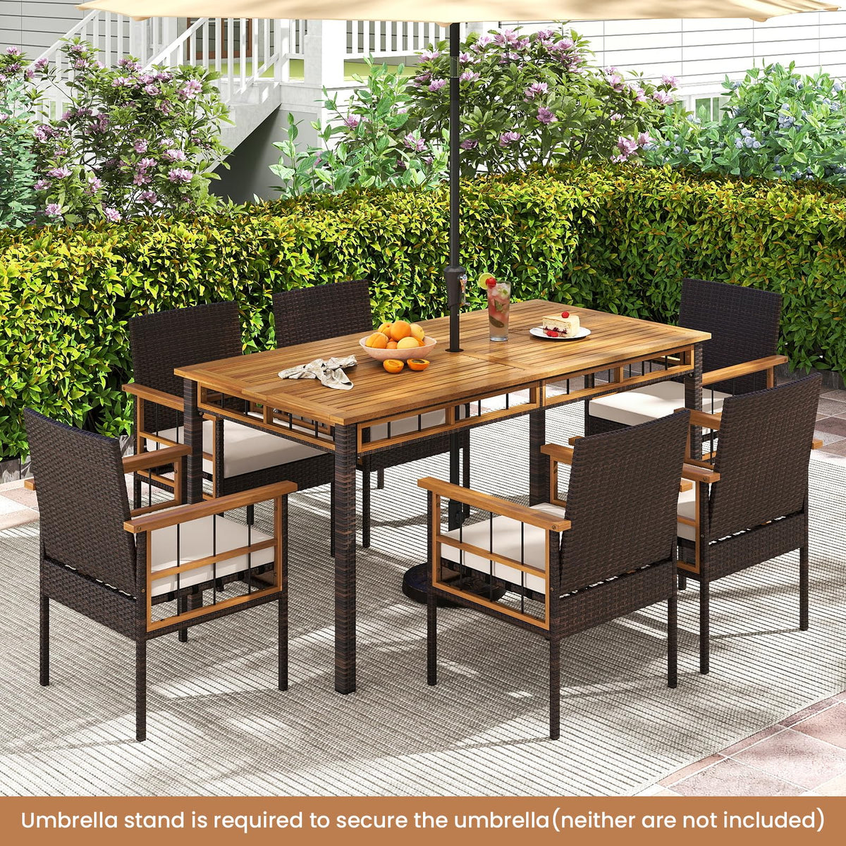 Tangkula Acacia Wood Wicker Patio Dining Chairs Set of 2/4 - Product image 8