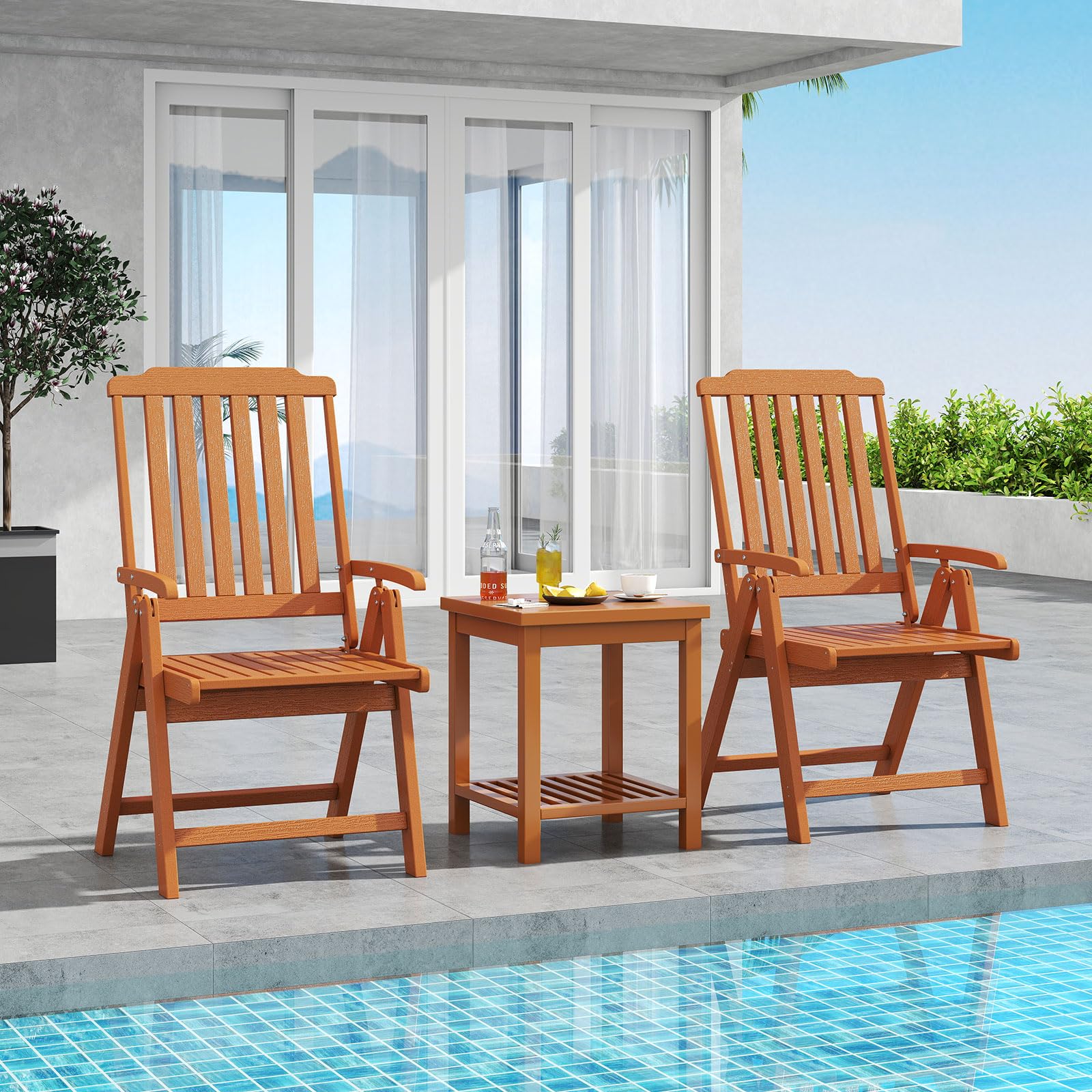 Tangkula Foldable Patio Chair All-Weather HDPE Outdoor Dining Chair with Armrest - Product image 2