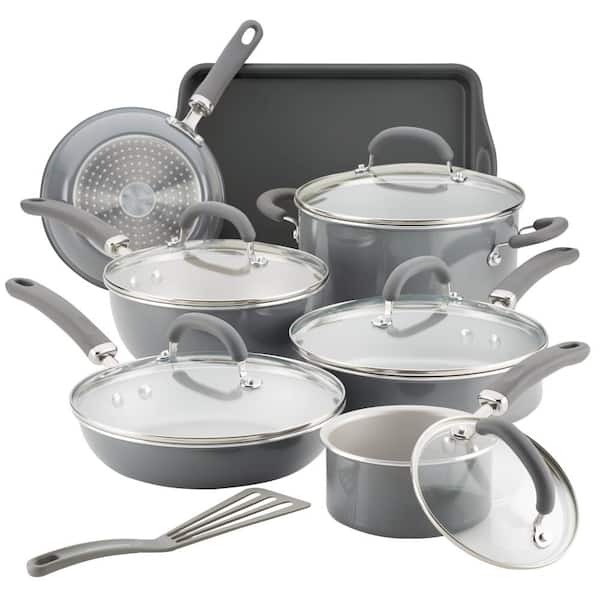Create Delicious 13-Piece Aluminum Nonstick Cookware Set in Gray Shimmer - Product image 1