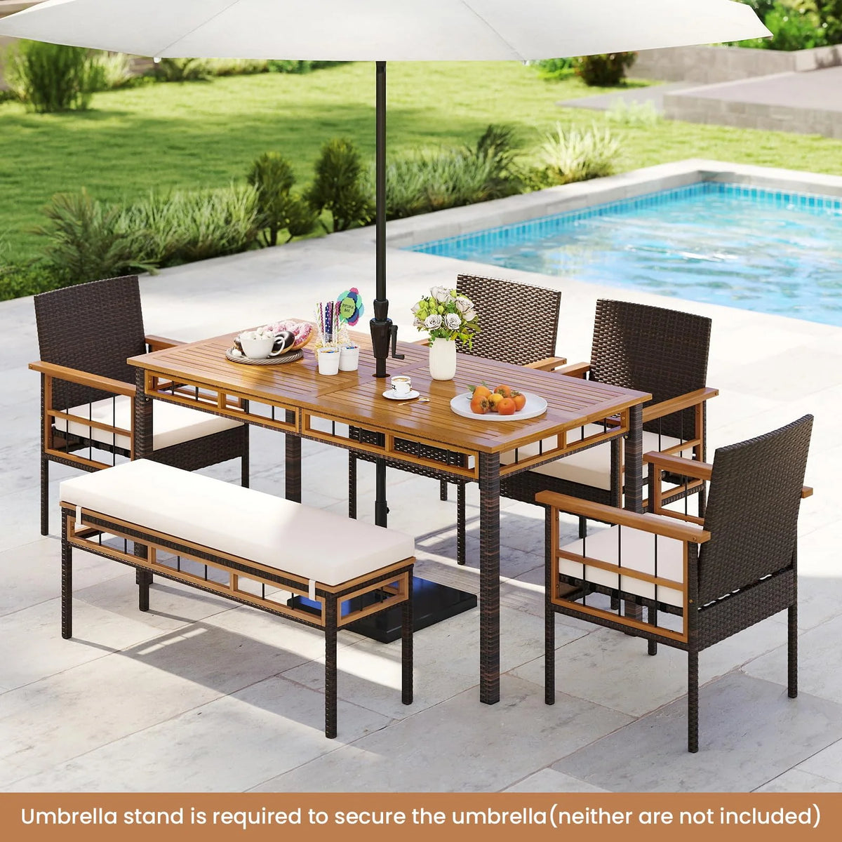 Tangkula Acacia Wood Wicker Patio Dining Chairs Set of 2/4 - Product image 9