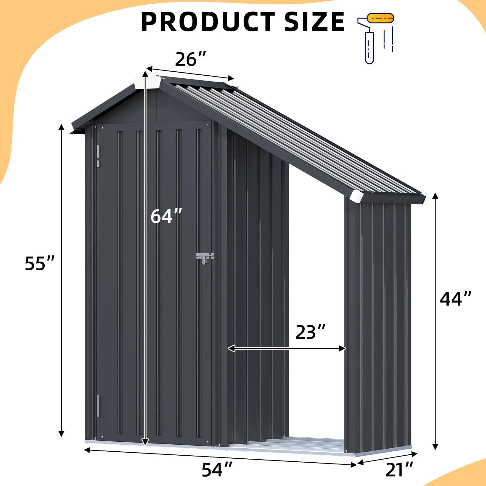 AECOJOY Outdoor Storage Cabinet Waterproof with Shelves and Lean to Open-Sided Firewood Racks - Product image 3