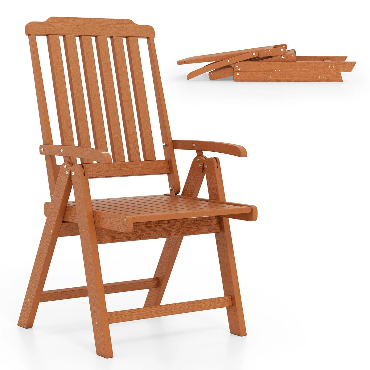 Tangkula Foldable Patio Chair All-Weather HDPE Outdoor Dining Chair with Armrest - Product image 1