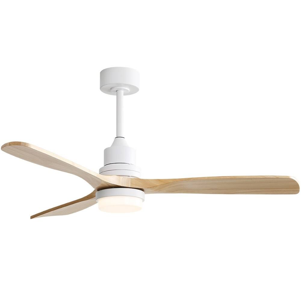 52 inch Indoor and Outdoor Downrod Solid Wood Ceiling Fan with Remote, Integrated Light Optional - Product image 1