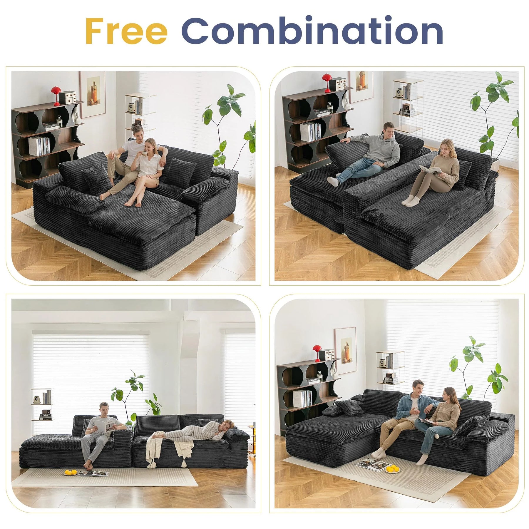 AECOJOY 110" L Shaped Modular Sectional Sofa for Living Room, Cloud Boneless Couch - Product image 6