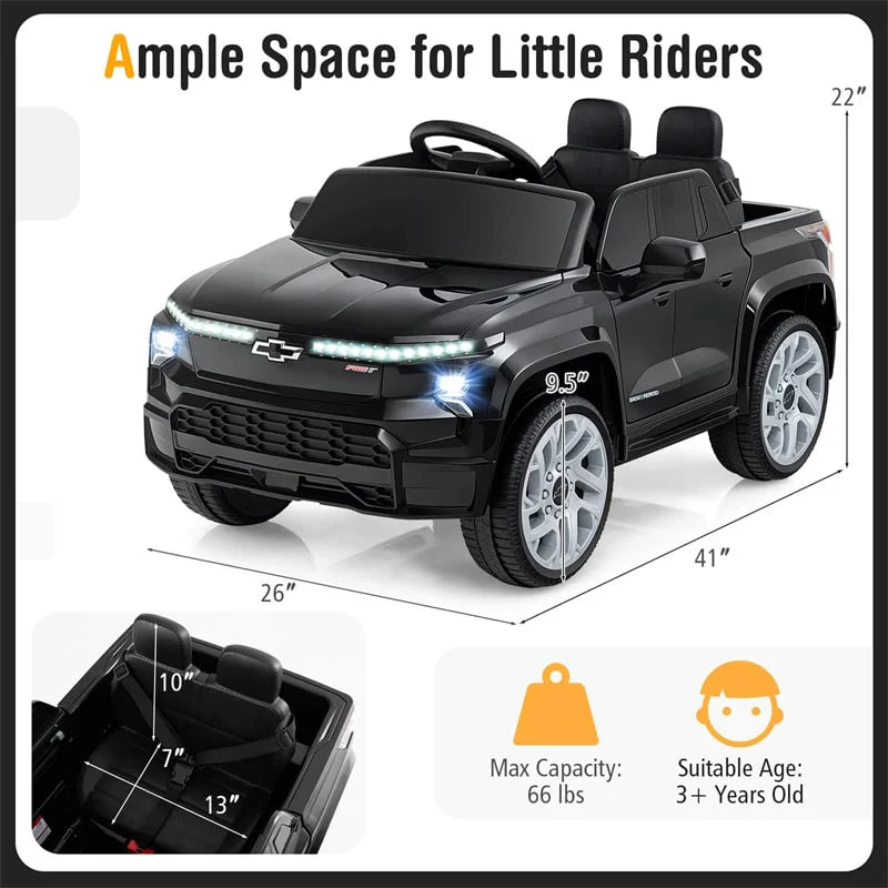 12V Licensed Chevrolet Ride On Truck Car Kids Electric Vehicle with Remote Control, Rear Storage, Lights - Product image 4