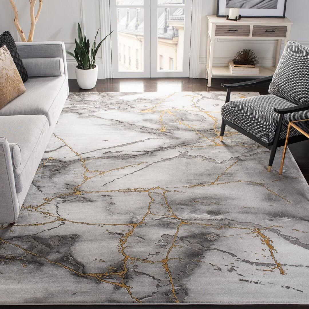 Coupland Abstract Gray/Gold Area Rug Orren Ellis Rug Size Rectangle 4' x 6' - Product image 1