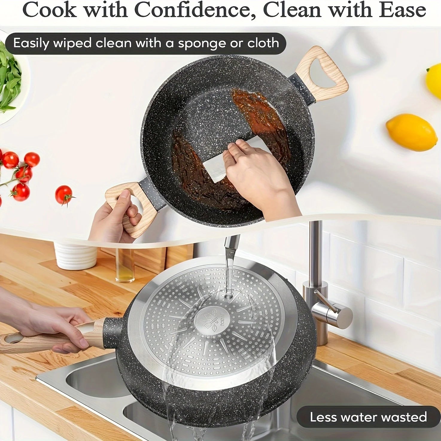 Non - Stick 12 POTS and Pans Set, Cookware Set, Including Frying Pan, Steamer, Silicone Spatula and Tongs - Product image 8