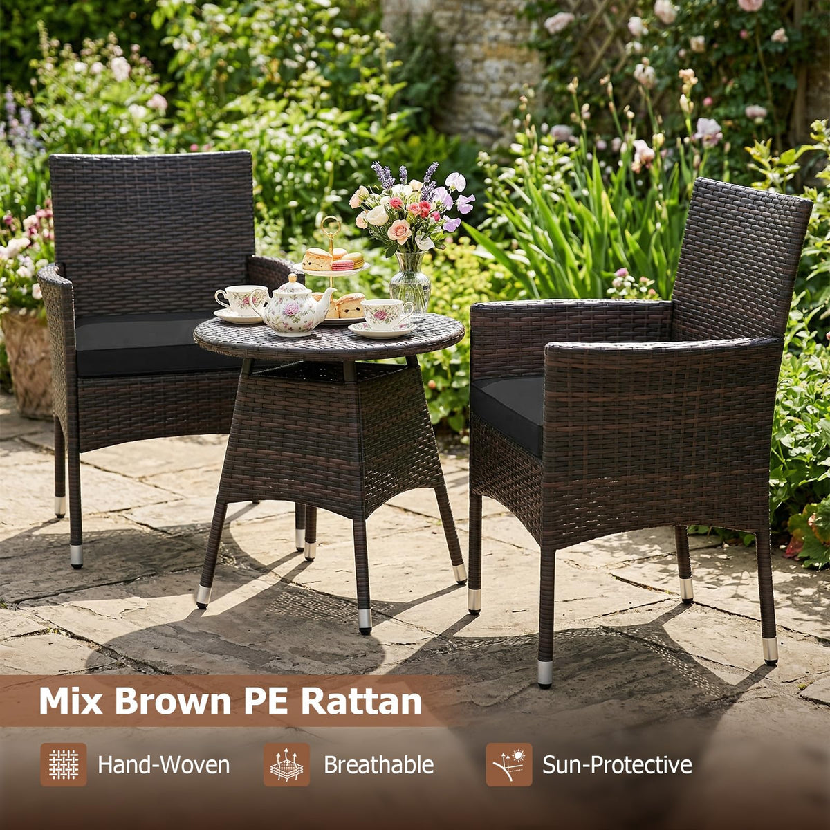 Tangkula 3 Piece Patio Furniture Set - Hand-Woven PE Wicker Conversation Set - Product image 6