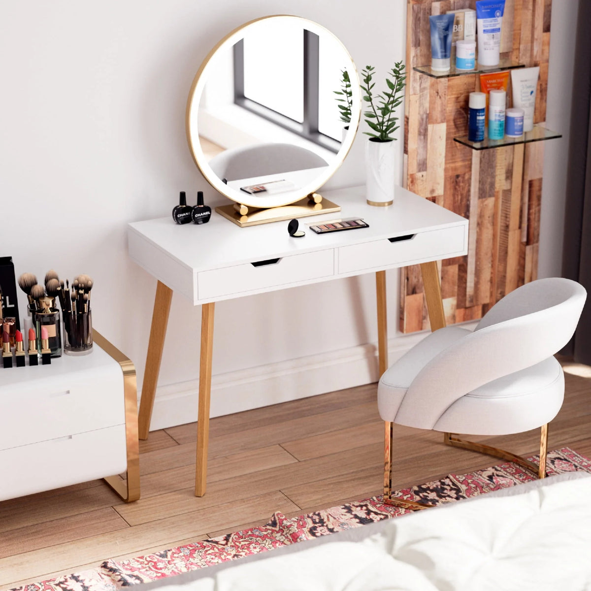 Homfa White Desk with Drawers, Study Work Desk Table for Home Office Writing - Product image 4