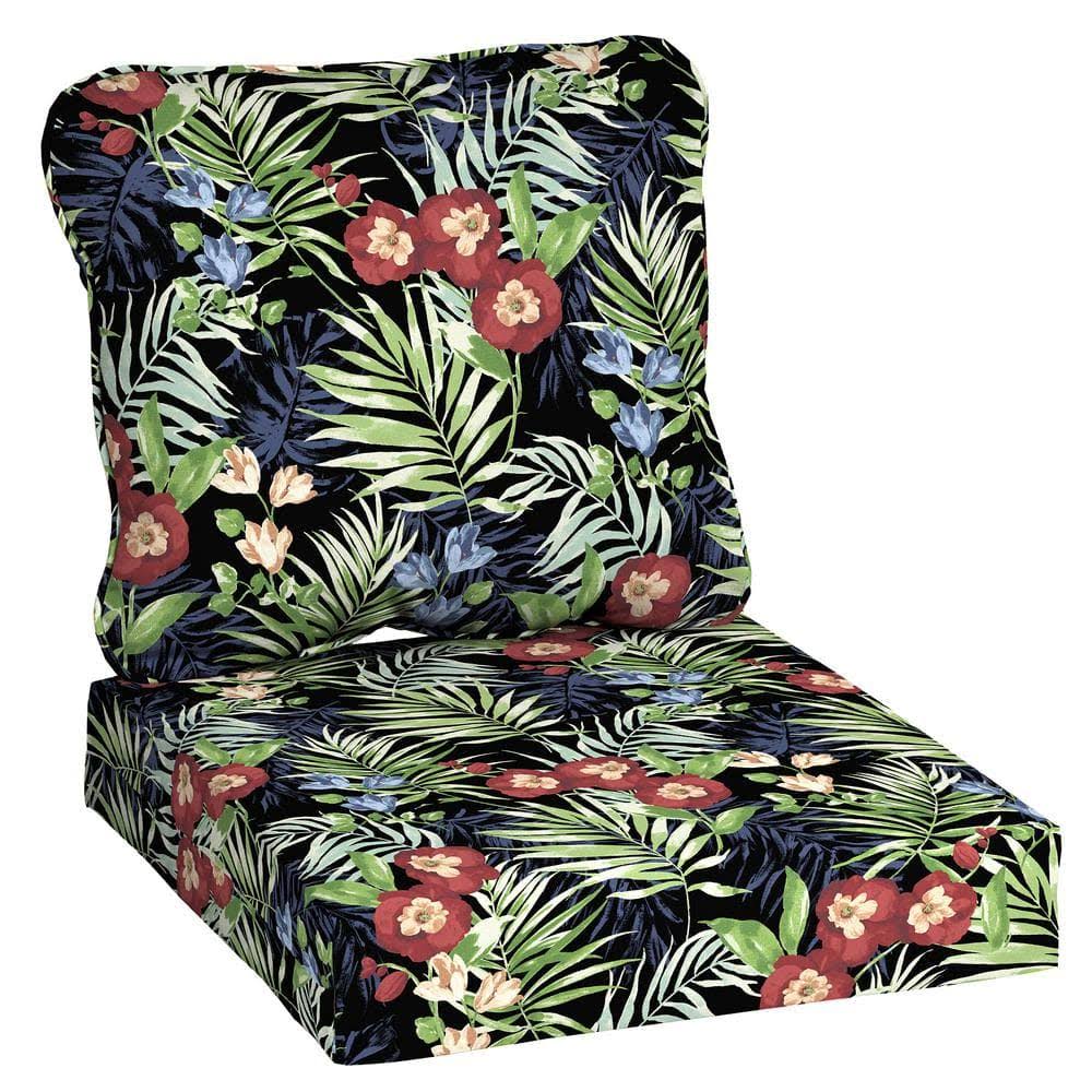 Hampton Bay 24 in. x 22 in. Black Tropical Deep Seating Outdoor Lounge Chair Cushion - Product image 1