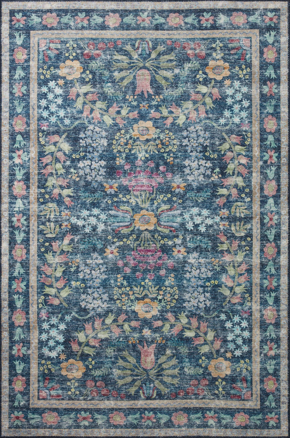 Rifle Paper Co. x Loloi 7'6" x 9'6" Blue/Multicolor Large Maison Frances (MAO-06) Area Rug - Product image 1
